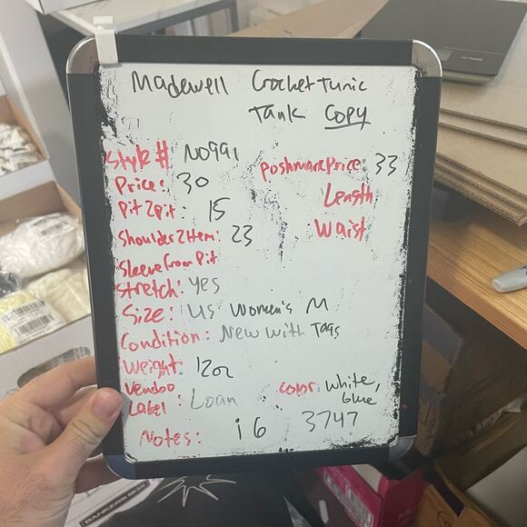 Madewell Crochet Knit Crew Neck 100% Cotton Sweater Tunic Top US Women's M New - Picture 6 of 6